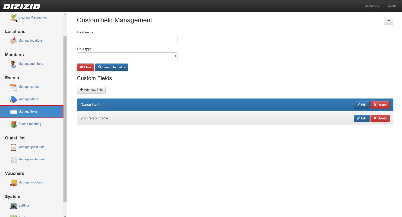 Dizizid Manual > How do I create a custom field > custom-fields-menu.jpg